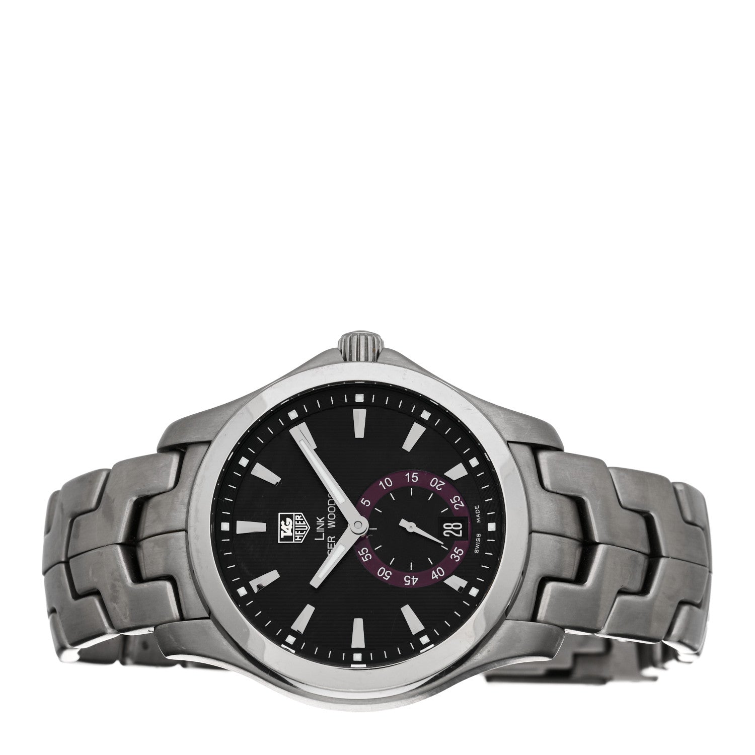 Tag Heuer Stainless Steel 39mm Link Tiger Woods Automatic Watch Black WJF211D 2 of 5