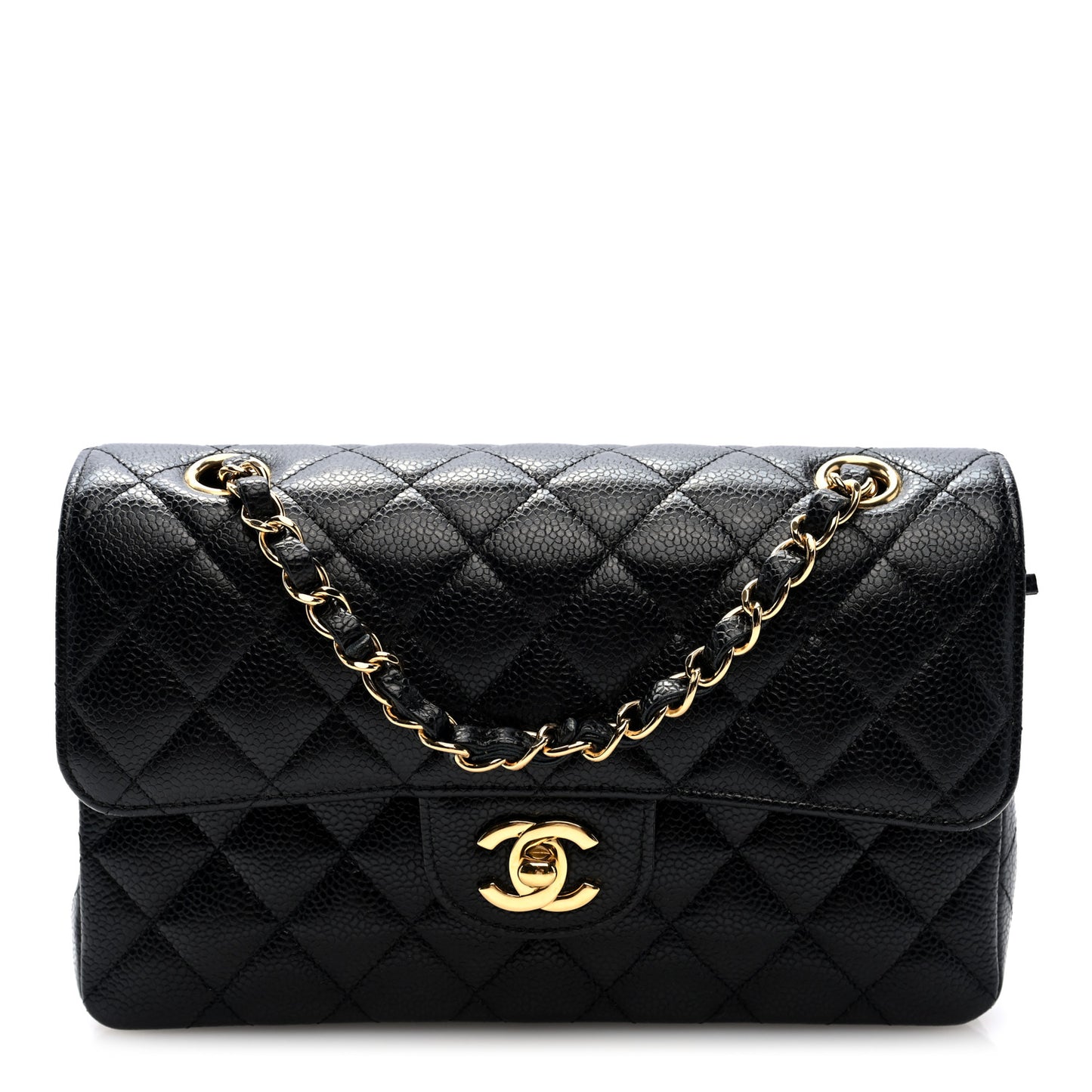Caviar Quilted Small Double Flap Black