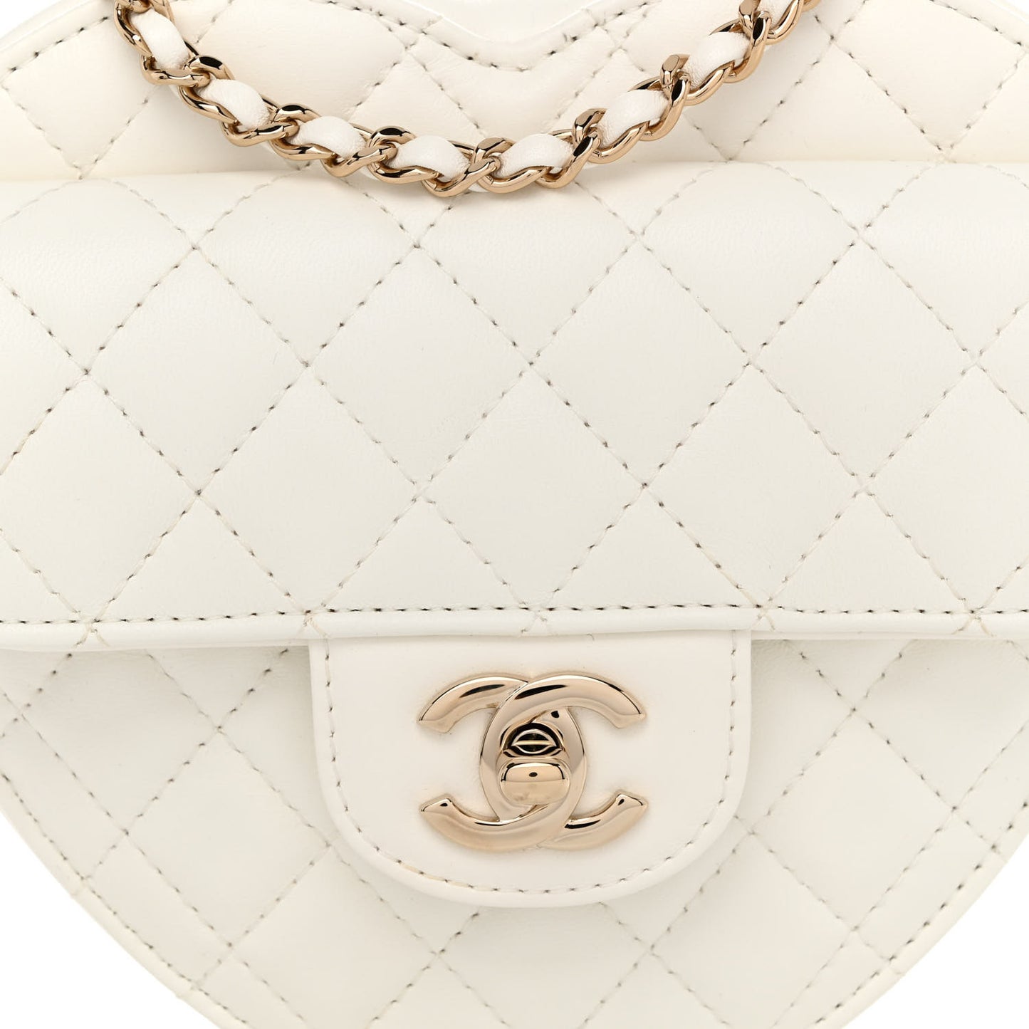Lambskin Quilted CC In Love Heart Bag White