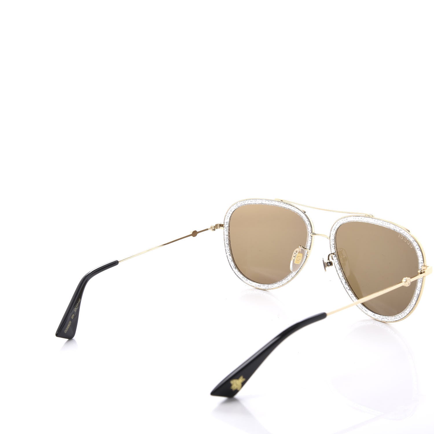 Gucci Glitter Aviator Sunglasses GG0062S Gold Brown 4 of 8