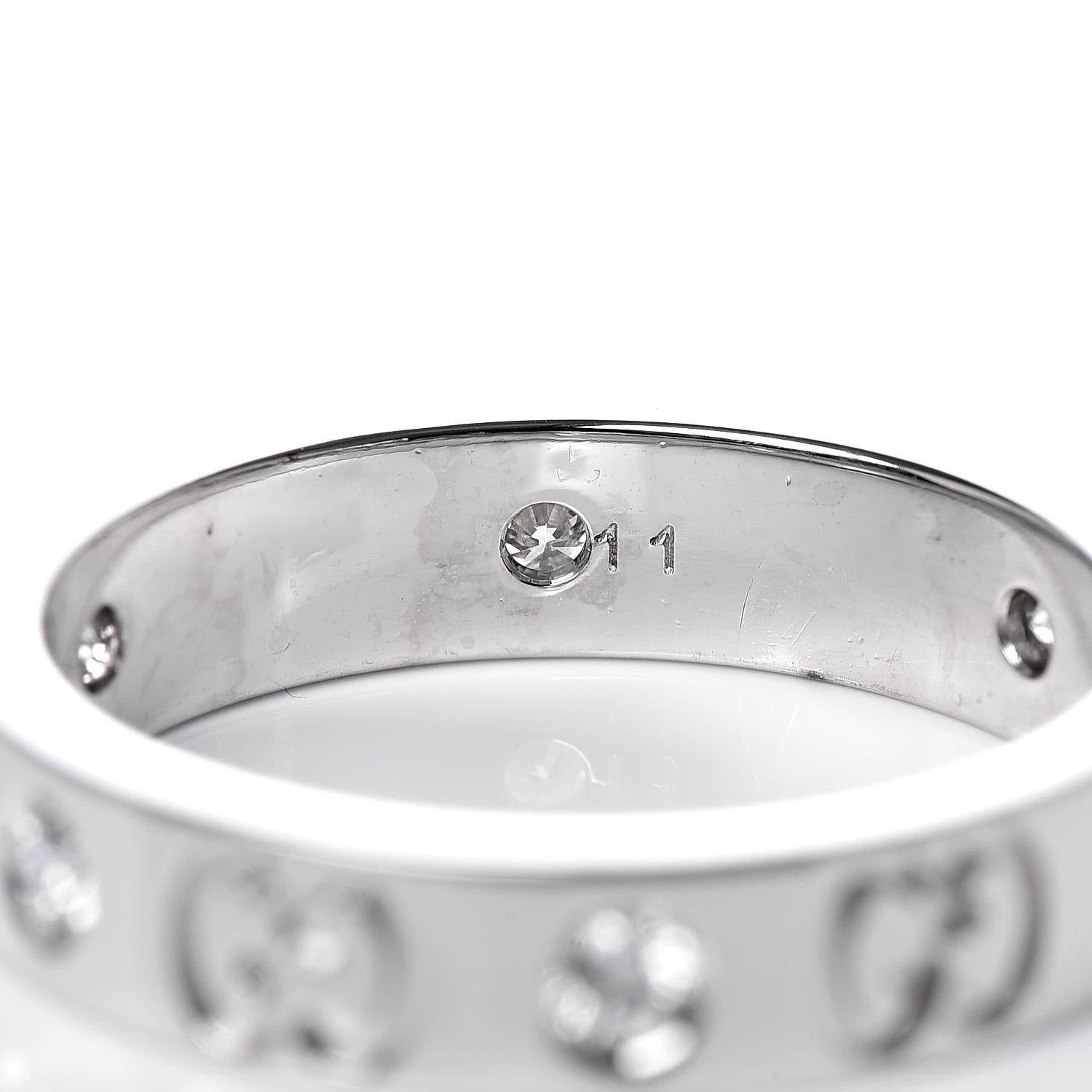 Gucci 18K White Gold Diamond Icon Thin Band Ring 50 5.25 6 of 6