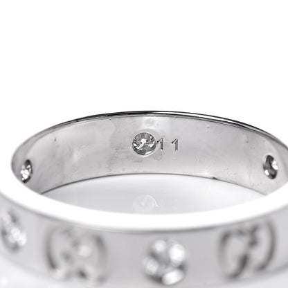 Gucci 18K White Gold Diamond Icon Thin Band Ring 50 5.25 6 of 6