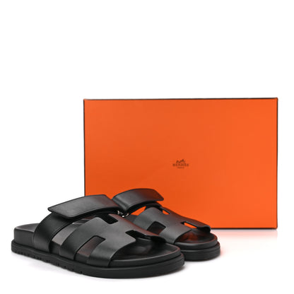 Hermes Calfskin Womens Chypre Sandals 36.5 Black 8 of 8