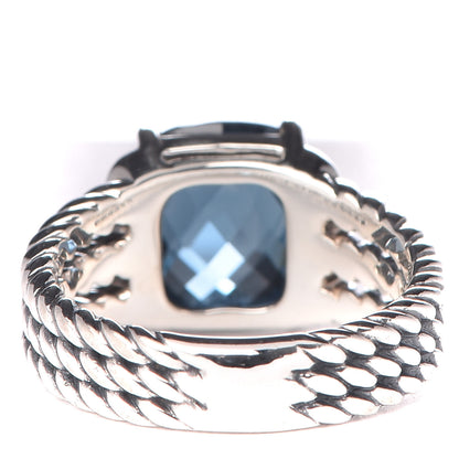 David Yurman Sterling Silver Diamond Hampton Blue Topaz 10mm Petite Wheaton Ring 49 5 4 of 5