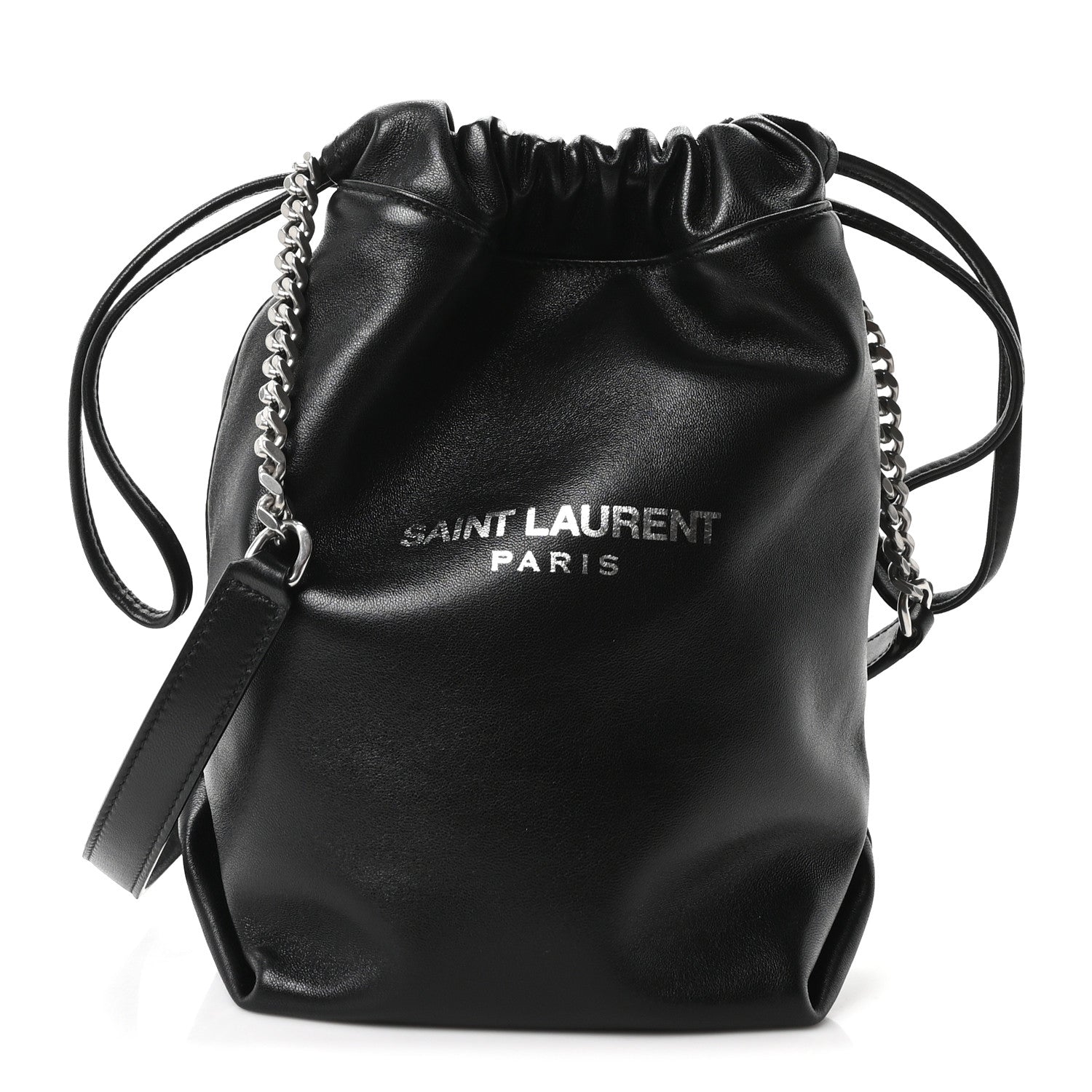 Saint Laurent Lambskin Small Teddy Bucket Bag Black 1 of 12