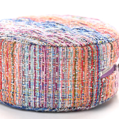Chanel Tweed Quilted Round Clutch With Chain Blue Pink Orange 6 of 10