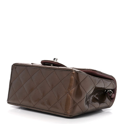 Chanel Striated Patent Quilted Mini Square Flap Pink 10 of 14