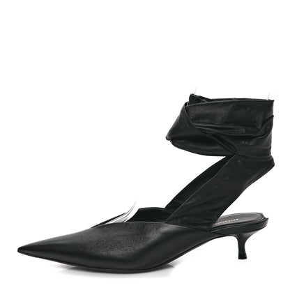 Balenciaga Soft Nappa Pointed Toe Wrap 40mm Mules 37 Black 1 of 9