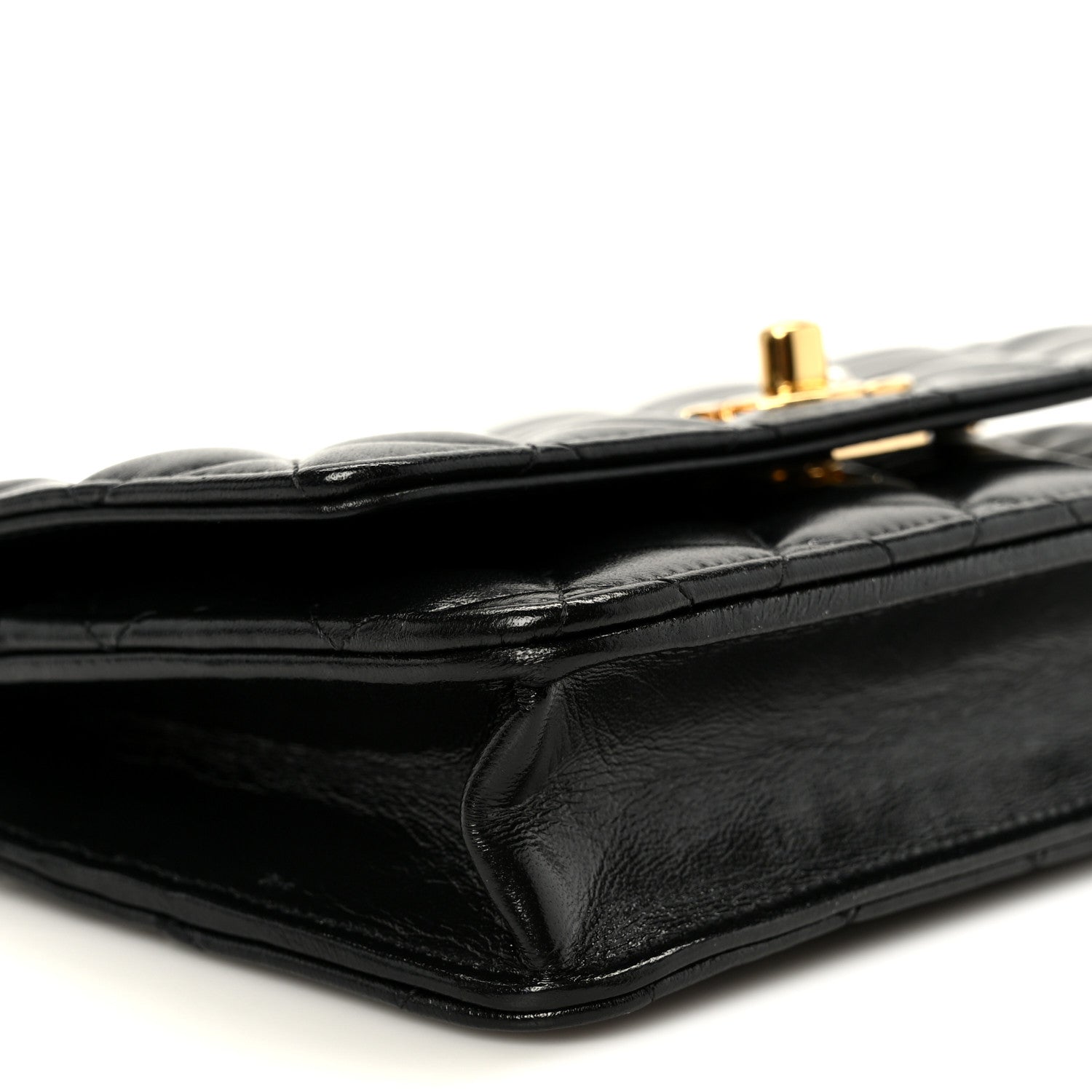Chanel Shiny Lambskin Quilted CC Pearl Wallet on Chain WOC Black 11 of 13