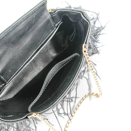 Chanel Ostrich Feather Beaded CC Evening Bag Black 5 of 8