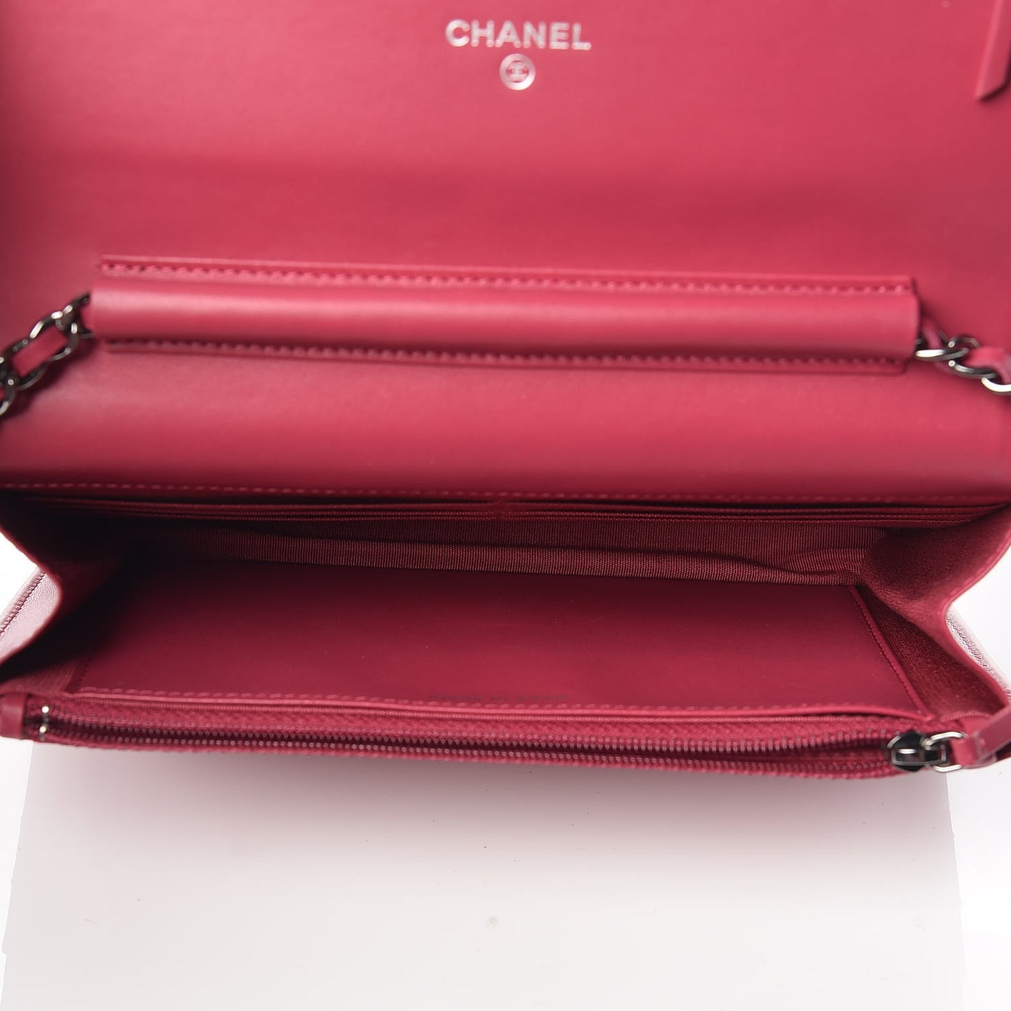 Patent Quilted Brilliant Wallet On Chain WOC Dark Pink