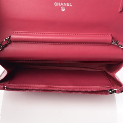 Chanel Patent Quilted Brilliant Wallet On Chain WOC Dark Pink 7 of 10