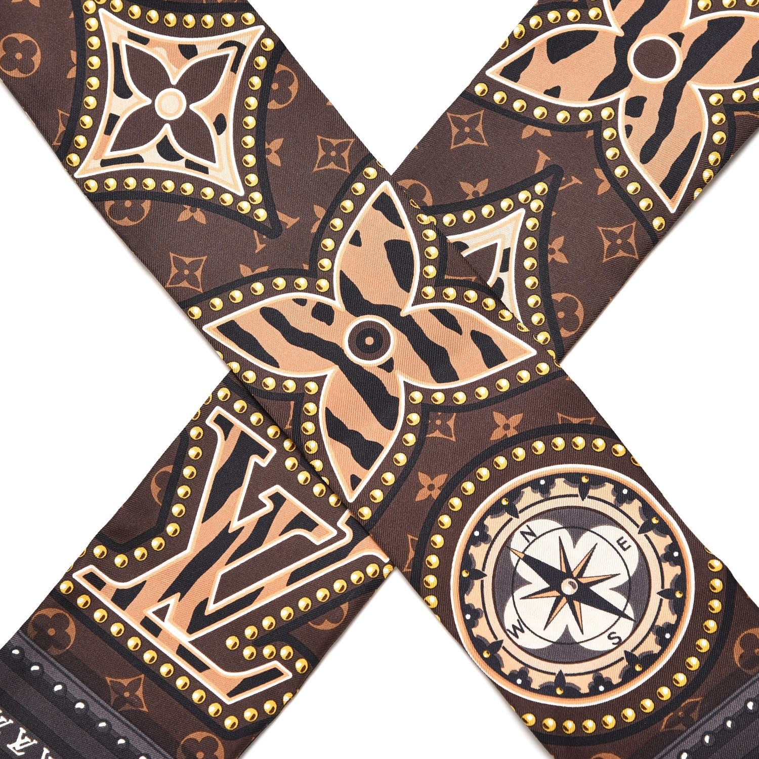 Louis Vuitton Silk Monogram LV World Bandeau Brown 5 of 5