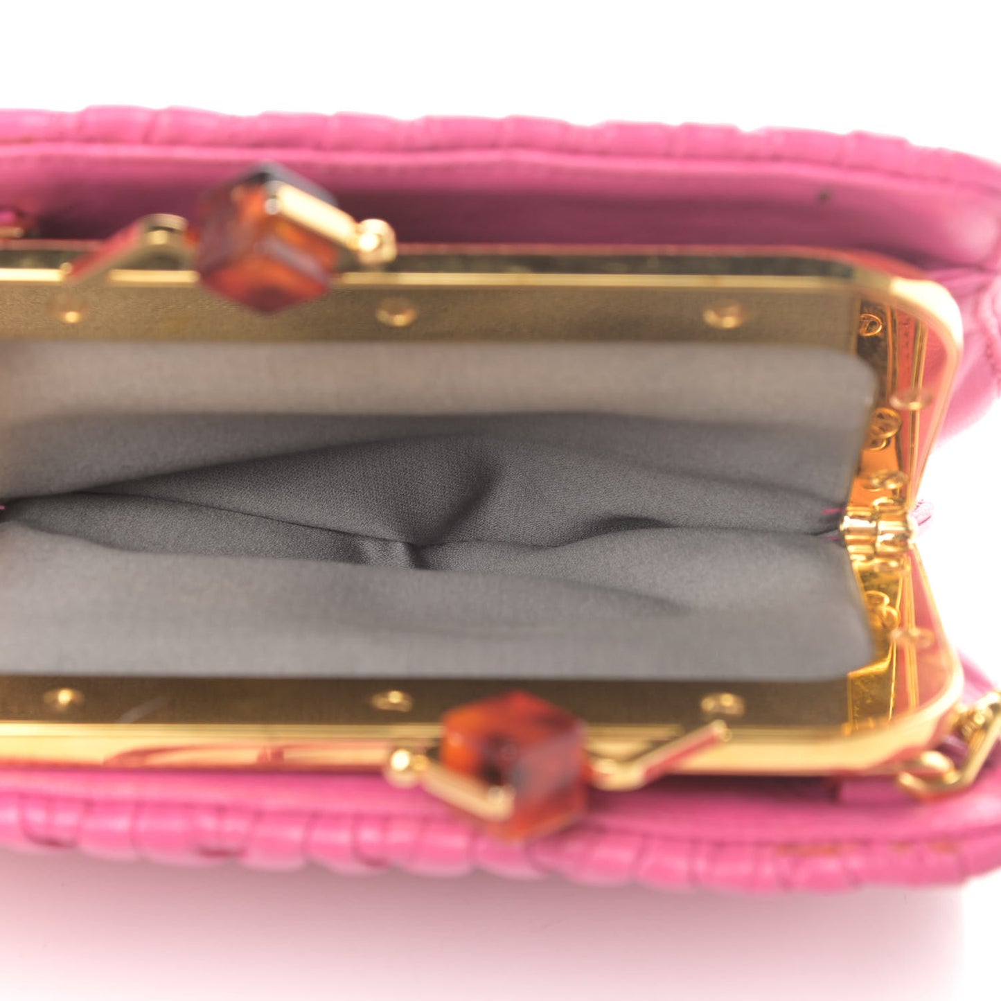 Nappa Matelasse Kisslock Frame Crossbody Bag Fuxia
