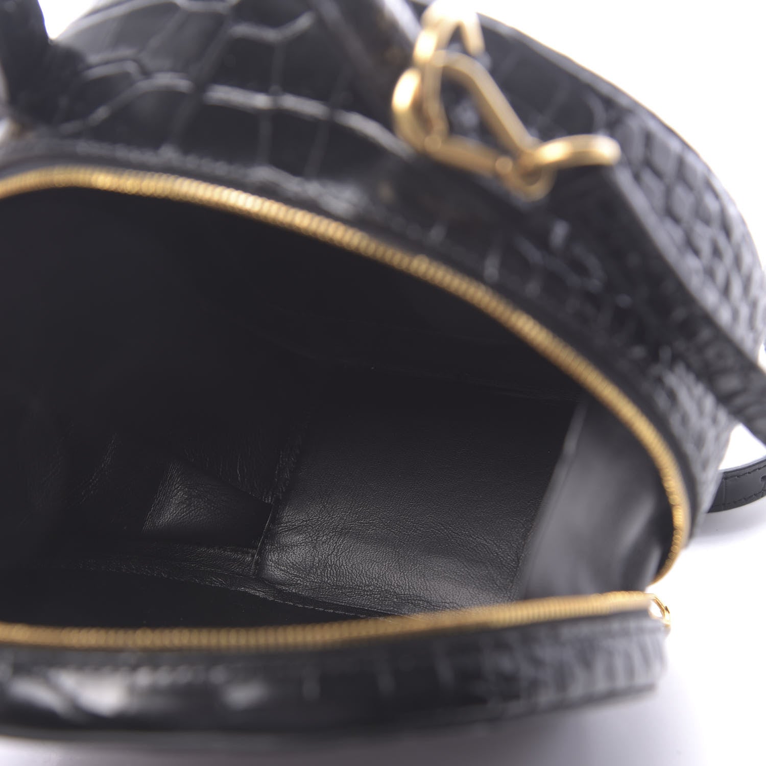 Balenciaga Calfskin Crocodile Embossed Vanity Round Bag XS Black 5 of 9