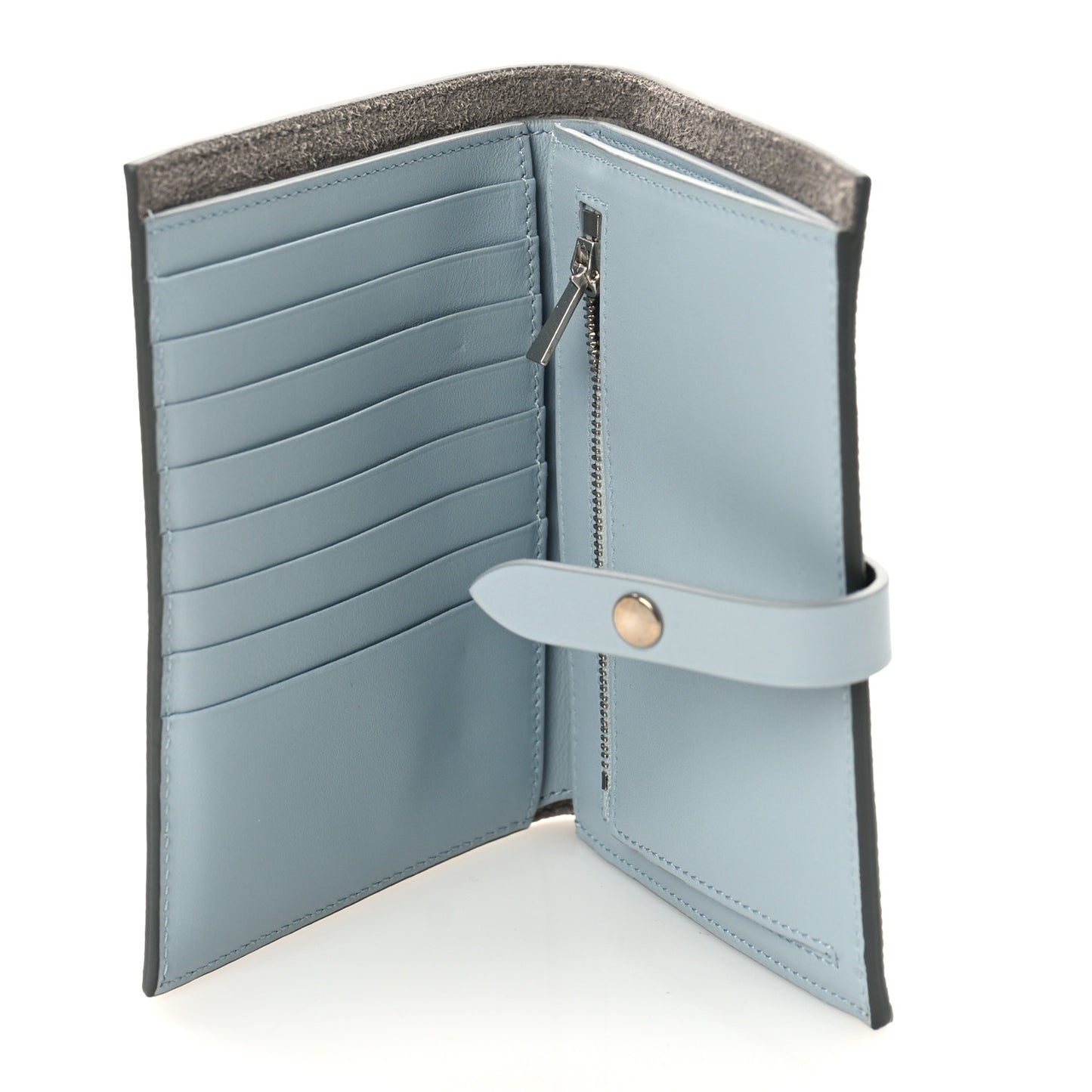 Grained Calfskin Medium Multifunction Strap Wallet Pebble Mineral
