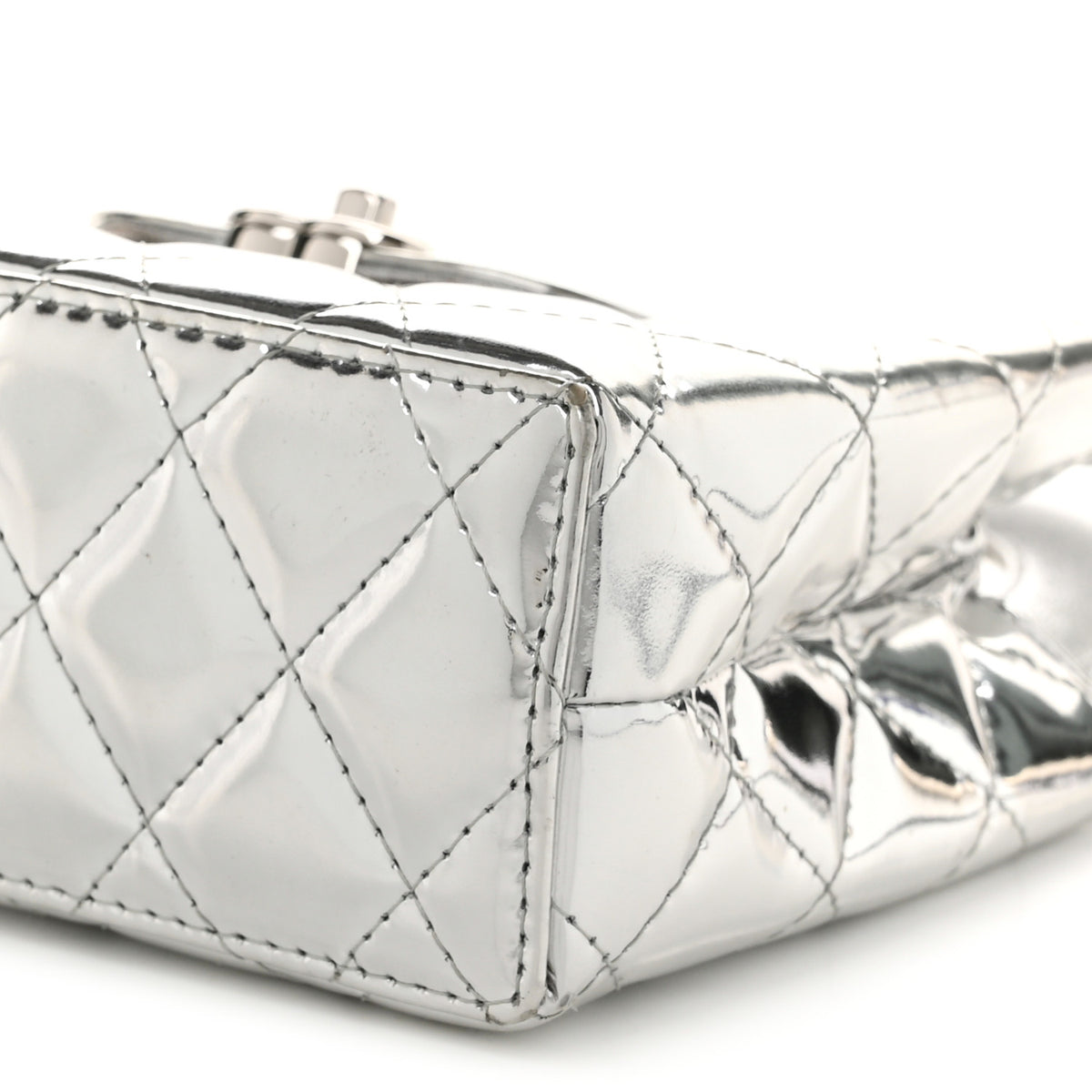 Chanel Mirror Calfskin Metallic Calfskin Quilted Nano Kelly Shopper Silvery 10 of 11