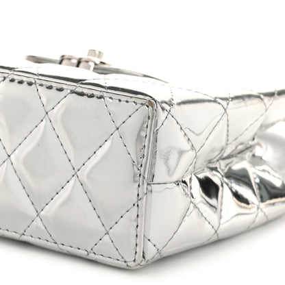 Chanel Mirror Calfskin Metallic Calfskin Quilted Nano Kelly Shopper Silvery 10 of 11