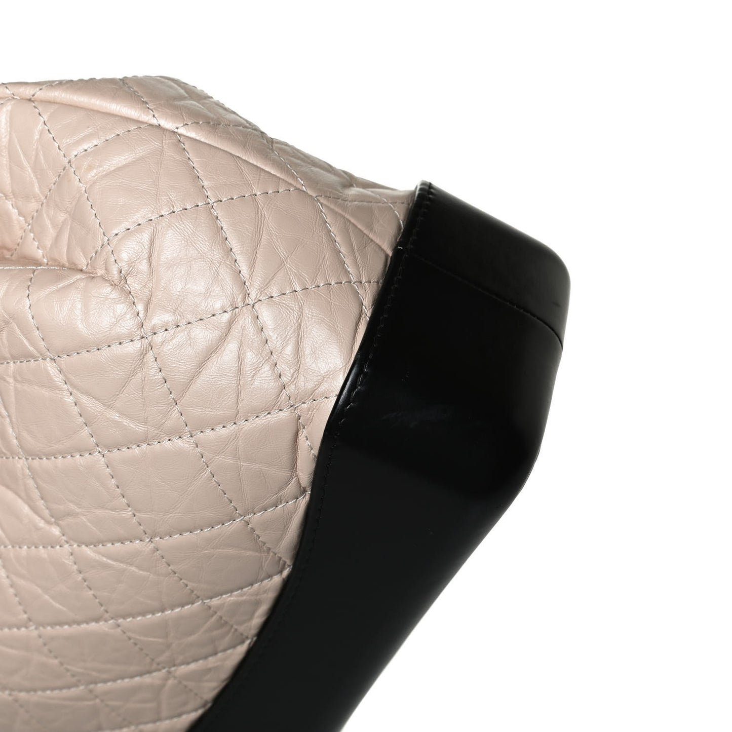 Aged Calfskin Quilted Gabrielle Backpack Beige Black
