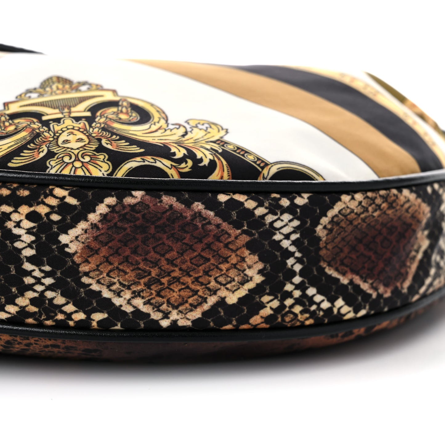 Nylon Calfskin Barocco Mosaic Python Print Hobo Bag Multicolor