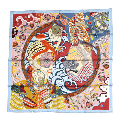 Hermes Silk Twill Duo Cosmique Scarf 90 Bleu Ciel Brique 1 of 5