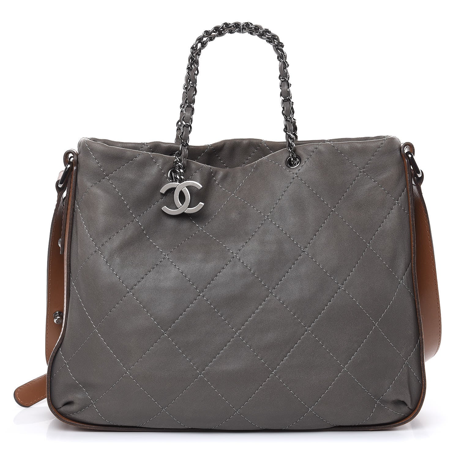 Chanel Calfskin Country Chic Stitched Hobo Grey 1 of 18