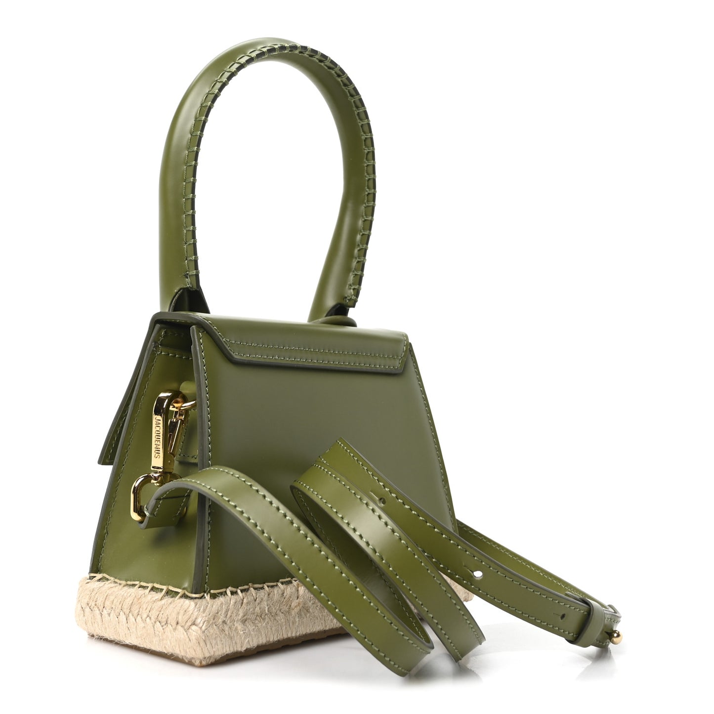 Smooth Calfskin Raffia Le Chiquito Moyen Corado Khaki