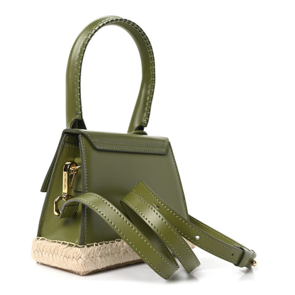 Jacquemus Smooth Calfskin Raffia Le Chiquito Moyen Corado Khaki 3 of 9
