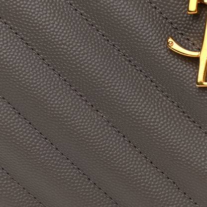 Saint Laurent Grain De Poudre Matelasse Chevron Monogram Shopping Bag Fog 14 of 15