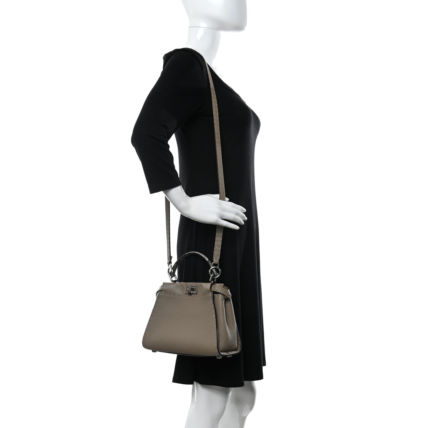 Fendi Cuoio Romano Snakeskin Selleria Mini Peekaboo Iconic Satchel Corda White 2 of 11