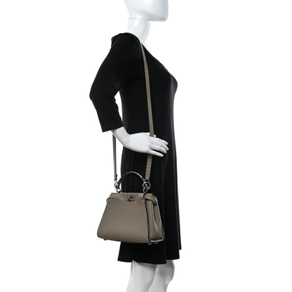 Fendi Cuoio Romano Snakeskin Selleria Mini Peekaboo Iconic Satchel Corda White 2 of 11