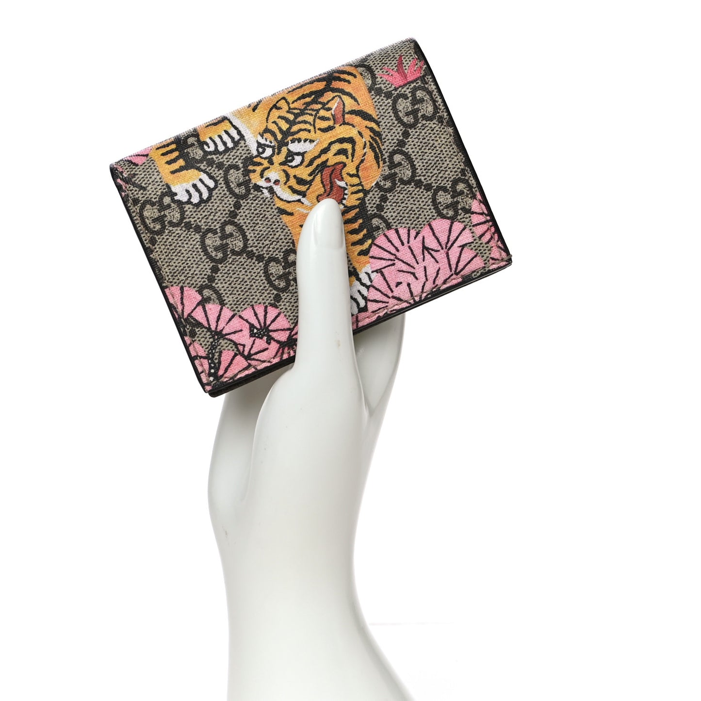 GG Supreme Monogram Bengal Card Case Beige Pink