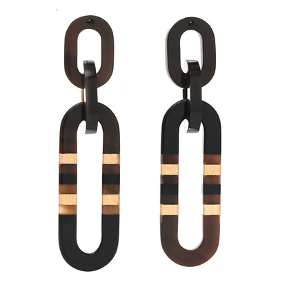 Hermes Buffalo Horn Lacquered Wood Drop Earrings 1 of 5