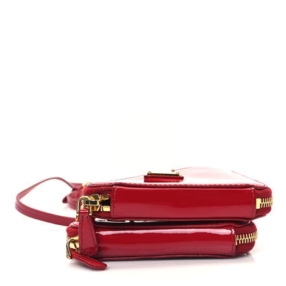 Prada Spazzolato Mini Triangle Chain Crossbody Pouch Cherry 4 of 12