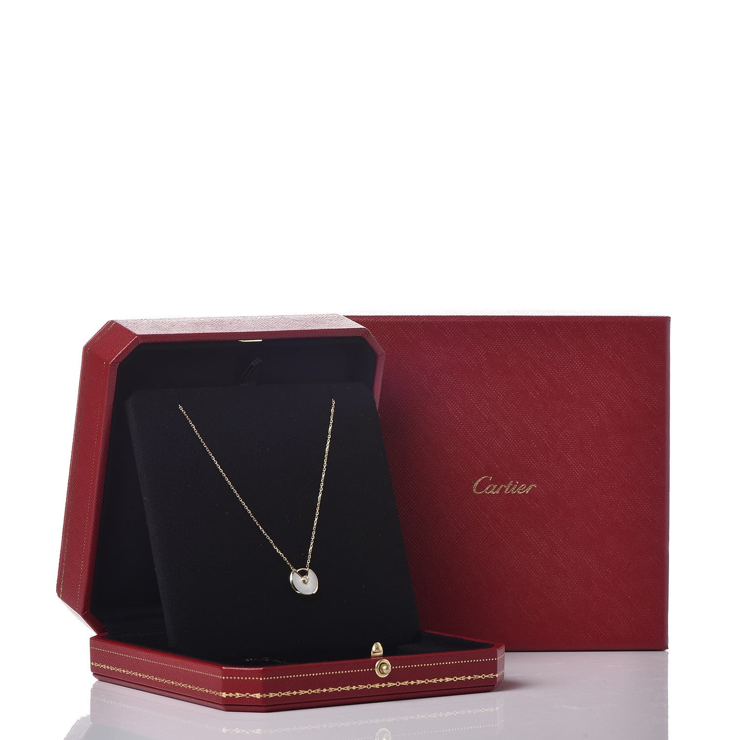 18K Yellow Gold Diamond Mother of Pearl XS Amulette de Cartier Pendant Necklace