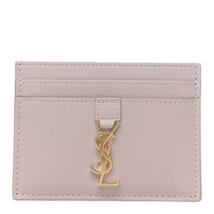 Saint Laurent Calfskin Monogram Credit Card Case Pale Pink 1 of 7