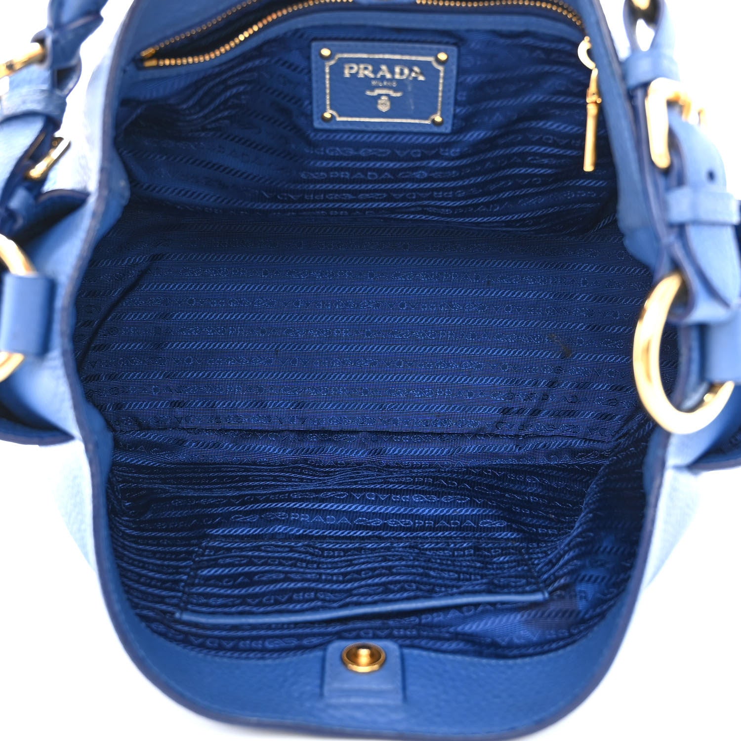 Prada Vitello Daino Side Pocket Hobo Azzurro 5 of 17