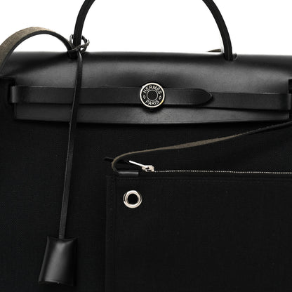 Hermes Military Toile Vache Hunter Herbag Zip PM 31 Black 7 of 11