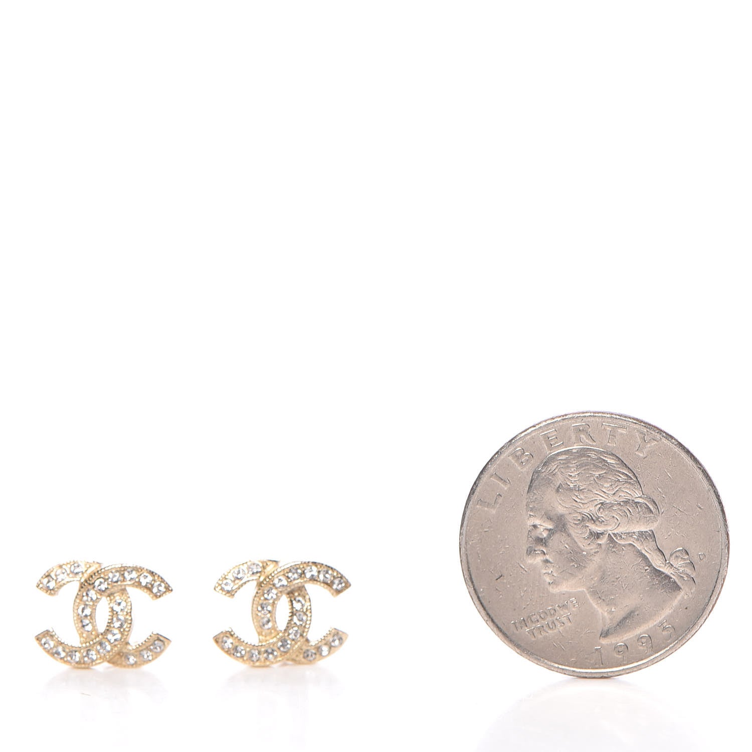 Chanel Crystal Mini CC Earrings Gold 2 of 5