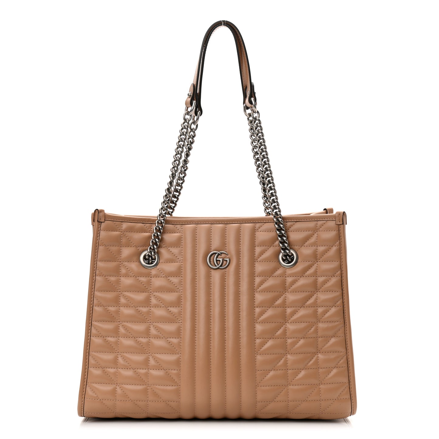 Calfskin Matelasse Aria Medium GG Marmont Shoulder Tote Camelia