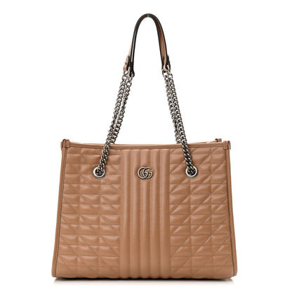 Gucci Calfskin Matelasse Aria Medium GG Marmont Shoulder Tote Camelia 1 of 10