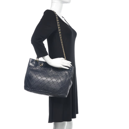 Chanel Lambskin Stitched Shopper Tote Navy 2 of 19
