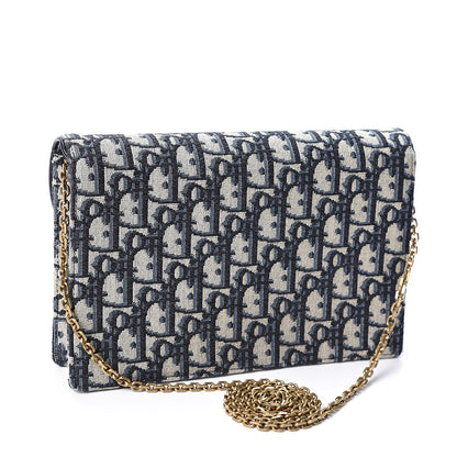 Christian Dior Oblique Saddle Chain Pouch Blue 2 of 9