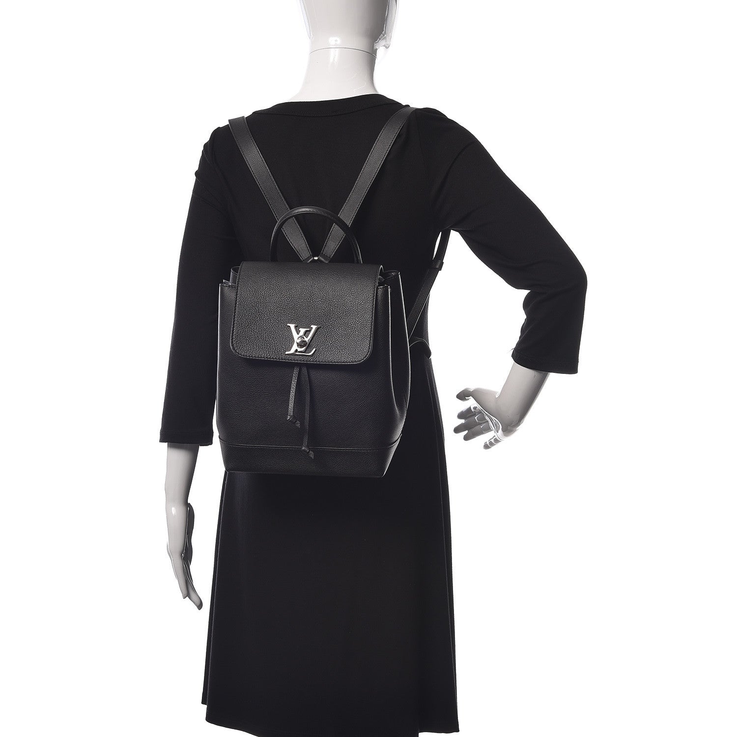 Louis Vuitton Calfskin Lockme Backpack Black 2 of 10