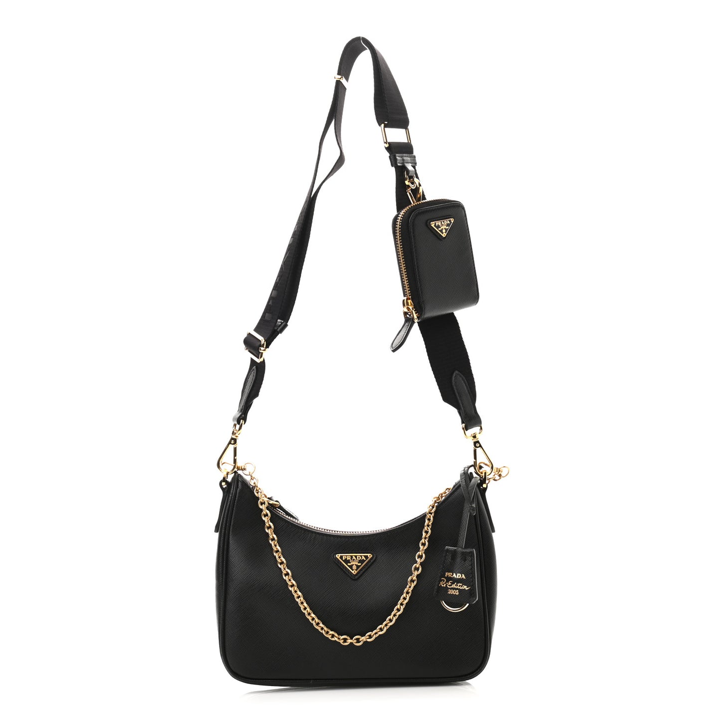 Saffiano Lux Re-Edition 2005 Shoulder Bag Black