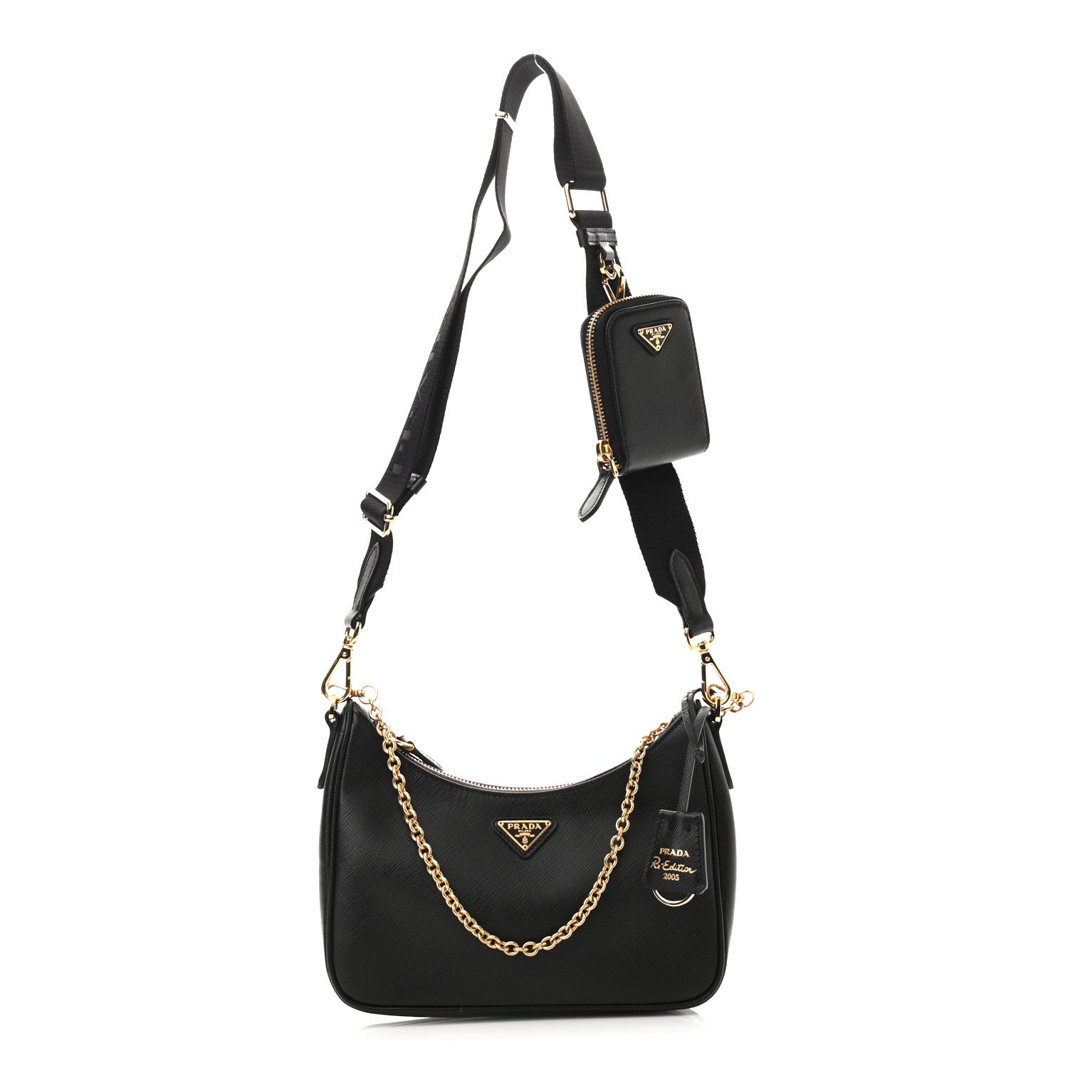Prada Saffiano Lux Re-Edition 2005 Shoulder Bag Black 1 of 12