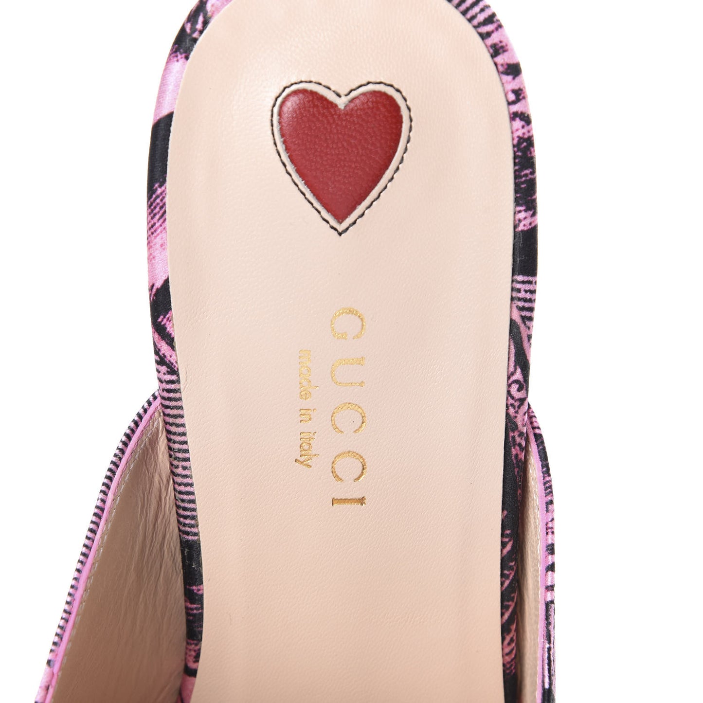 Silk Satin GG Wallpaper Saint Romain Womens Princetown Slippers 36.5 Pink Black