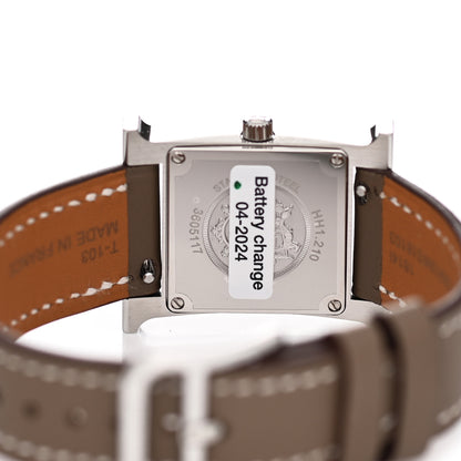 Hermes Stainless Steel Swift 21mm Heure H Hour Quartz Watch Etoupe 4 of 5