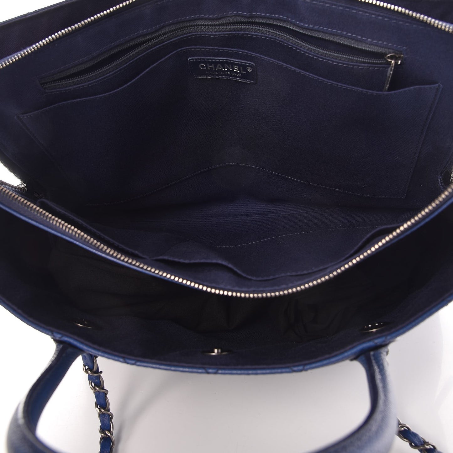 Grained Vegetal Calfskin Urban Shopping Tote Blue