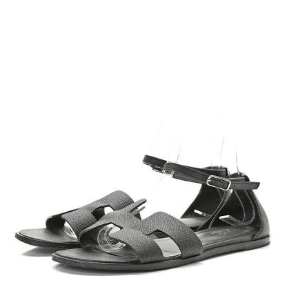 Hermes Epsom Santorini Sandals 38 Black 3 of 14